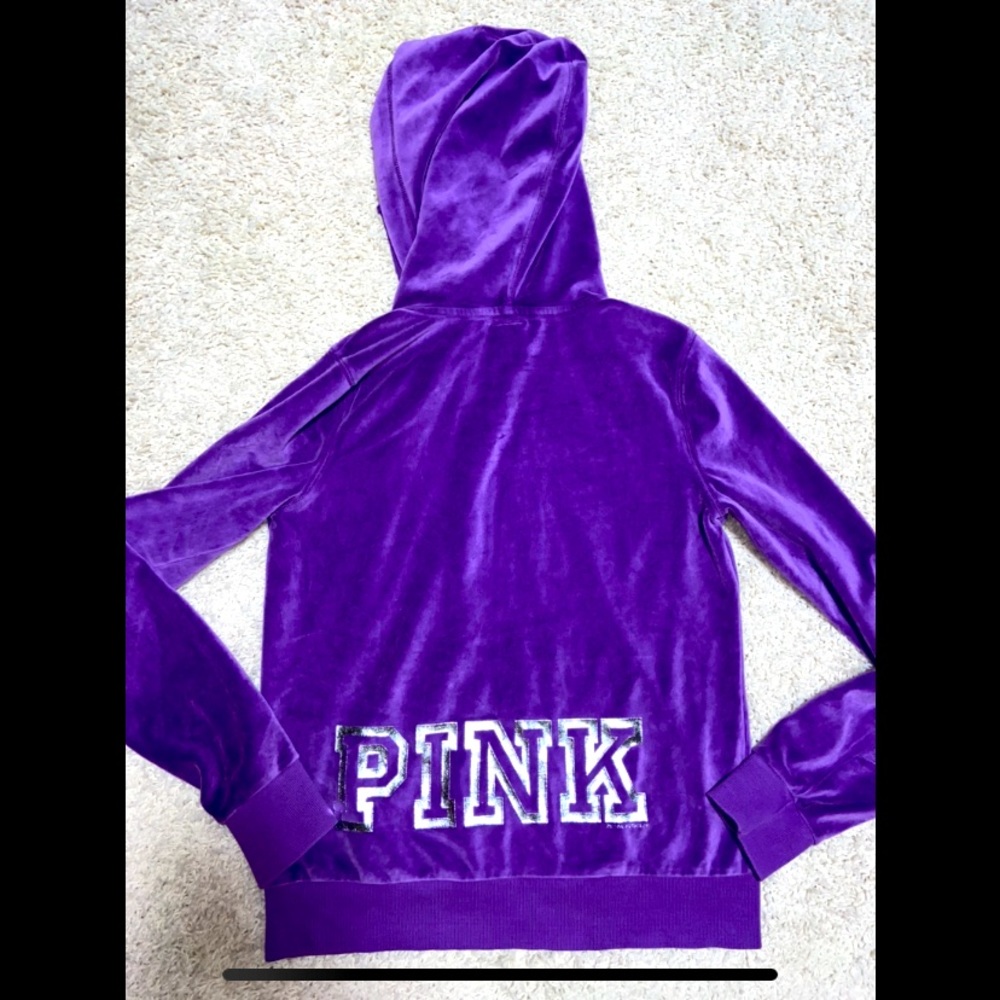 PINK purple velour zip up